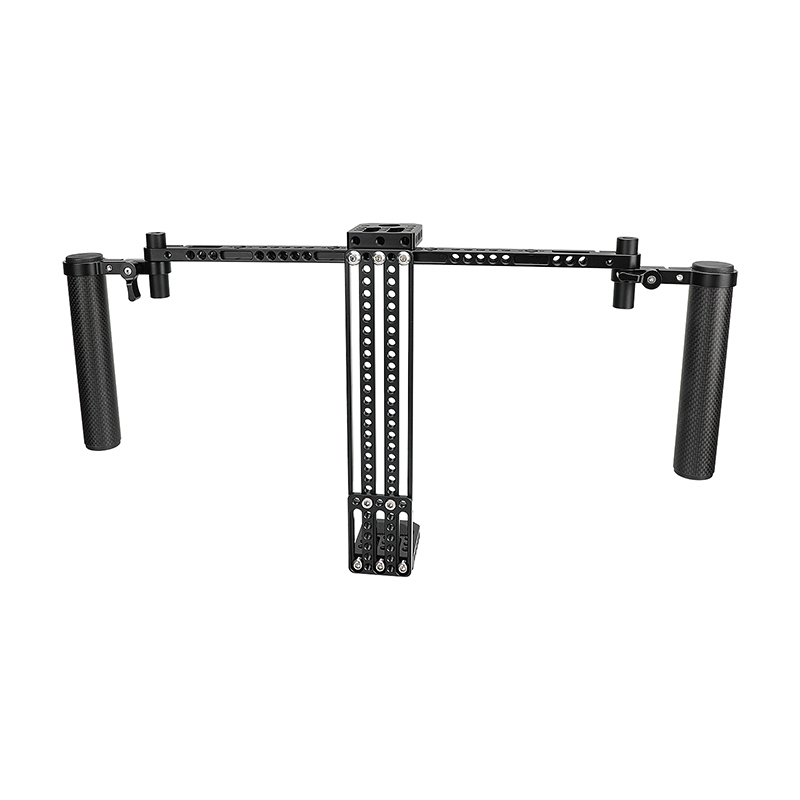 CAMVATE 7" Monitor Cage Rig Adjustable Bracket With Dual Carbon Fiber Handgrip & Back Plate Mount For SmallHD 700 Series