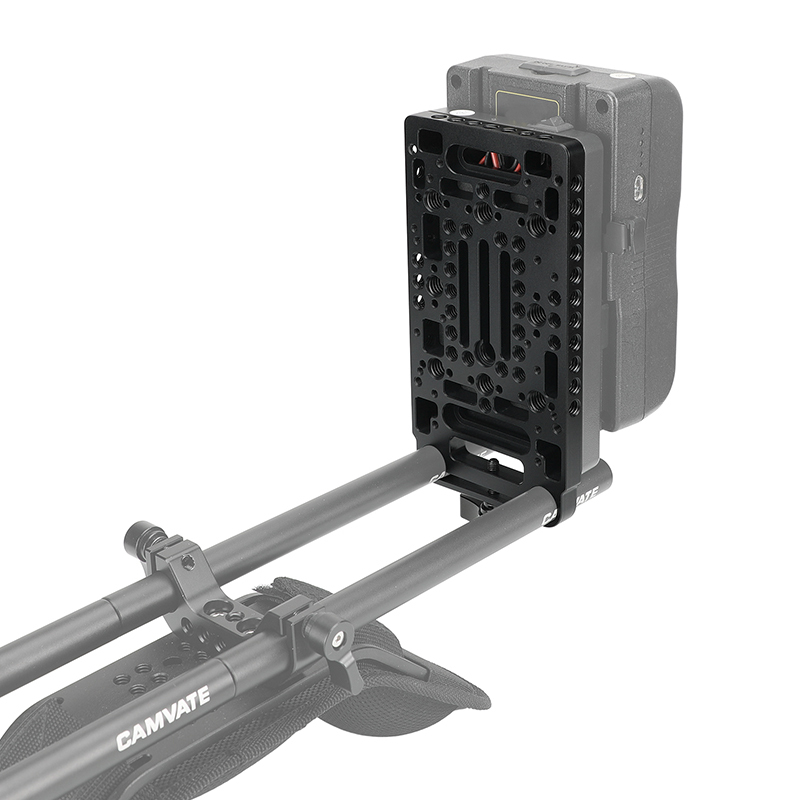 CAMVATE Battery Backboard Cheese Plate With 15mm Rod Clamp One-piece For V Lock Power Supply Plate Power Splitter Adapter