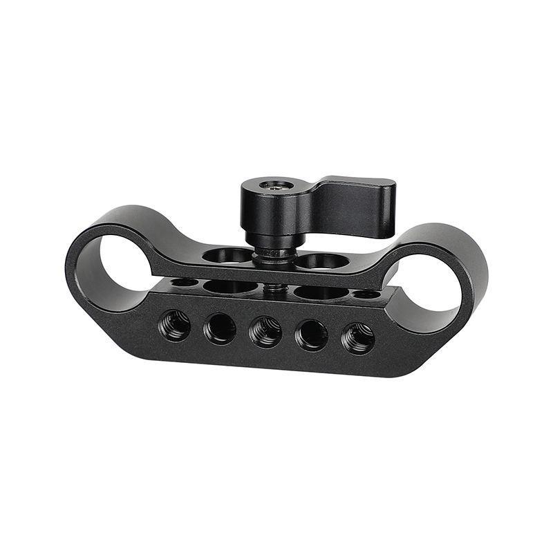 CAMVATE Standard 15mm Dual-rod Holder Clamp With Central Lock Knob And 1/4"-20 Thread Holes