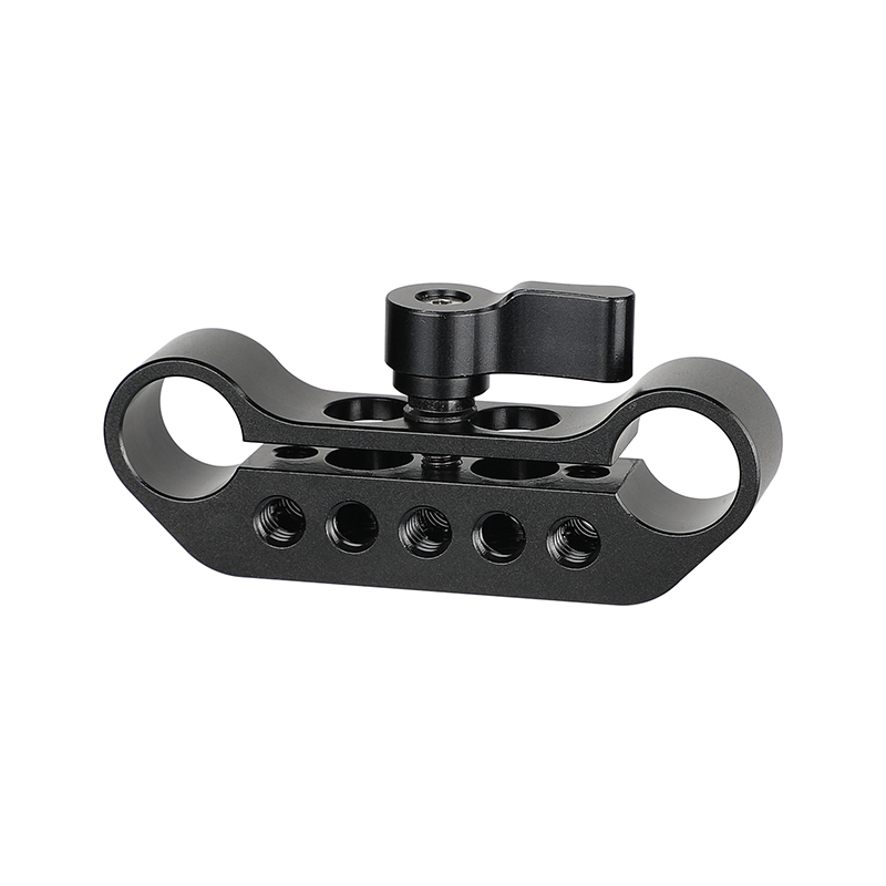 CAMVATE Standard 15mm Dual-rod Holder Clamp With Central Lock Knob And 1/4"-20 Thread Holes