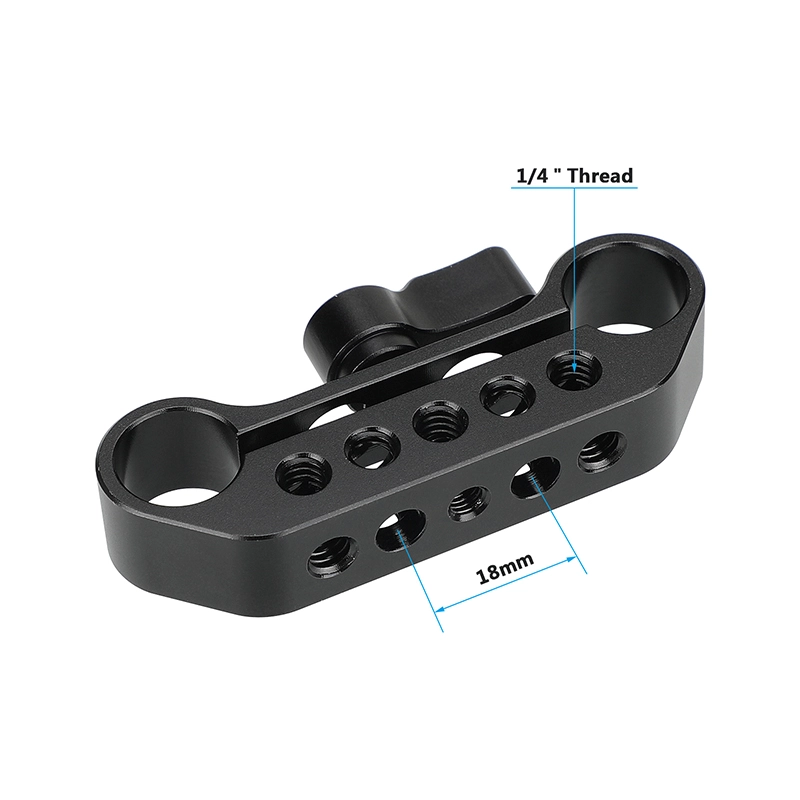 CAMVATE Standard 15mm Dual-rod Holder Clamp With Central Lock Knob And 1/4"-20 Thread Holes