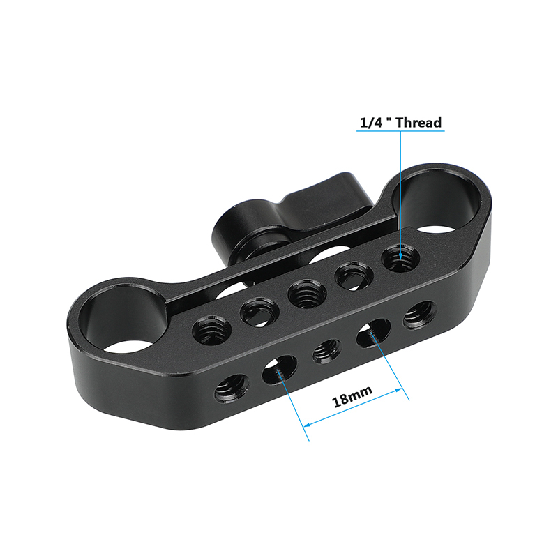 CAMVATE Standard 15mm Dual-rod Holder Clamp With Central Lock Knob And 1/4"-20 Thread Holes