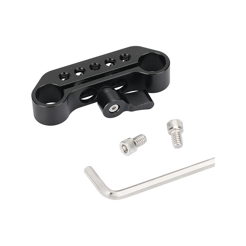 CAMVATE Standard 15mm Dual-rod Holder Clamp With Central Lock Knob And 1/4"-20 Thread Holes