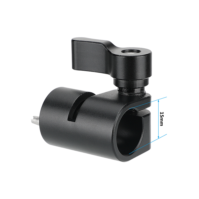CAMVATE 15mm Single Rod Holder Clamp With 3/8"-16 Thread Screw And  Anti-twist Locating Pins