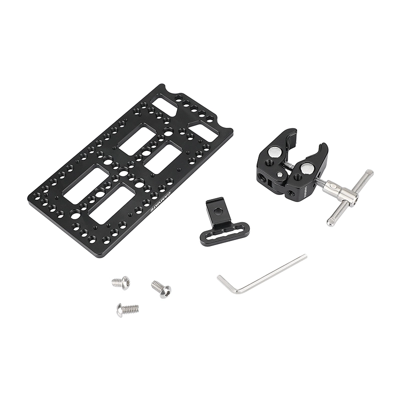 CAMVATE Battery Backboard Plate Camera Cheese Plate For V Lock Mount Power Splitter + Universal Super Crab Clamp