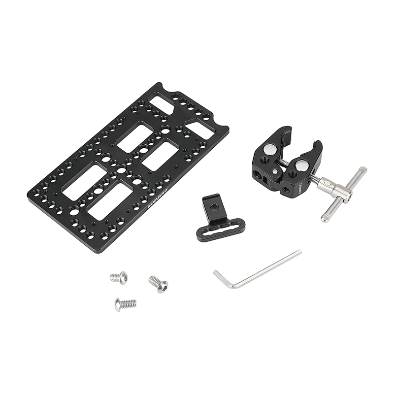 CAMVATE Battery Backboard Plate Camera Cheese Plate For V Lock Mount Power Splitter + Universal Super Crab Clamp