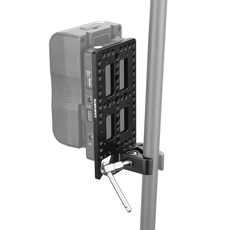 CAMVATE Battery Backboard Plate Camera Cheese Plate For V Lock Mount Power Splitter + Universal Super Crab Clamp