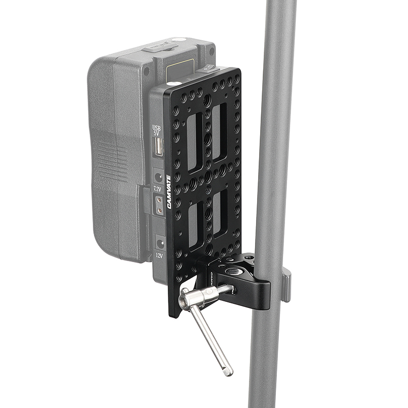 CAMVATE Battery Backboard Plate Camera Cheese Plate For V Lock Mount Power Splitter + Universal Super Crab Clamp
