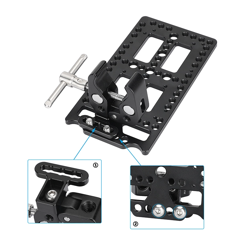 CAMVATE Battery Backboard Plate Camera Cheese Plate For V Lock Mount Power Splitter + Universal Super Crab Clamp