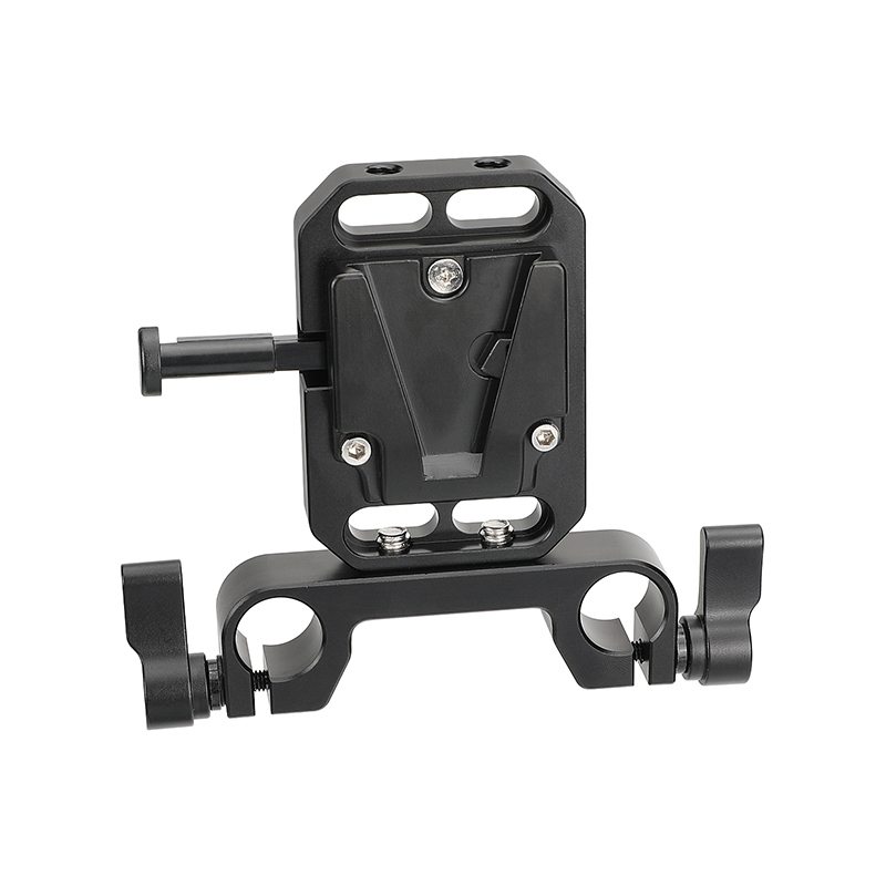 CAMVATE Handy V Lock Female Quick Release Battery Plate With 15mm Railblock Rod Holder For Camera Cage Rig / Shoulder Mount Rig