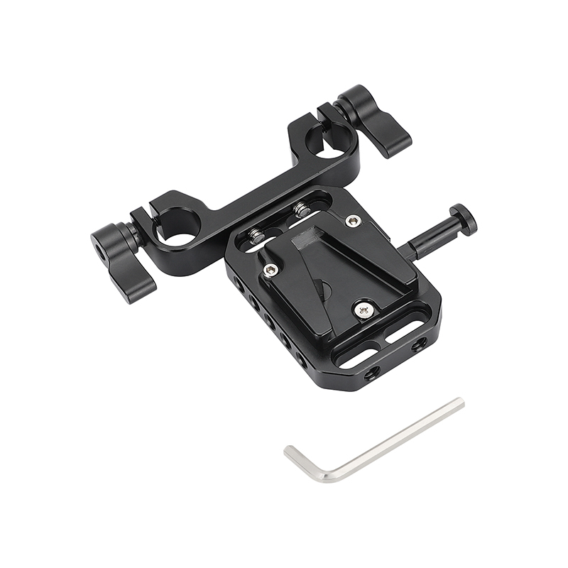 CAMVATE Handy V Lock Female Quick Release Battery Plate With 15mm Railblock Rod Holder For Camera Cage Rig / Shoulder Mount Rig