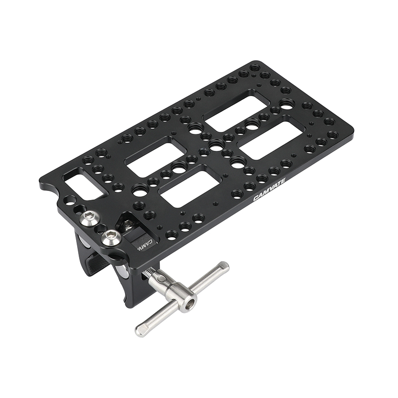 CAMVATE Battery Backboard Plate Camera Cheese Plate For V Lock Mount Power Splitter + Universal Super Crab Clamp
