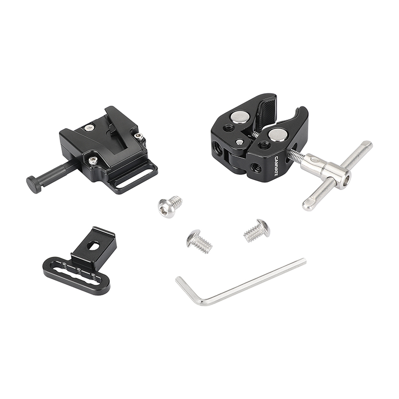 CAMVATE Mini V-Lock Mount Quick Release Adapter For DSLR Camera Battery + Universal Super Crab Clamp