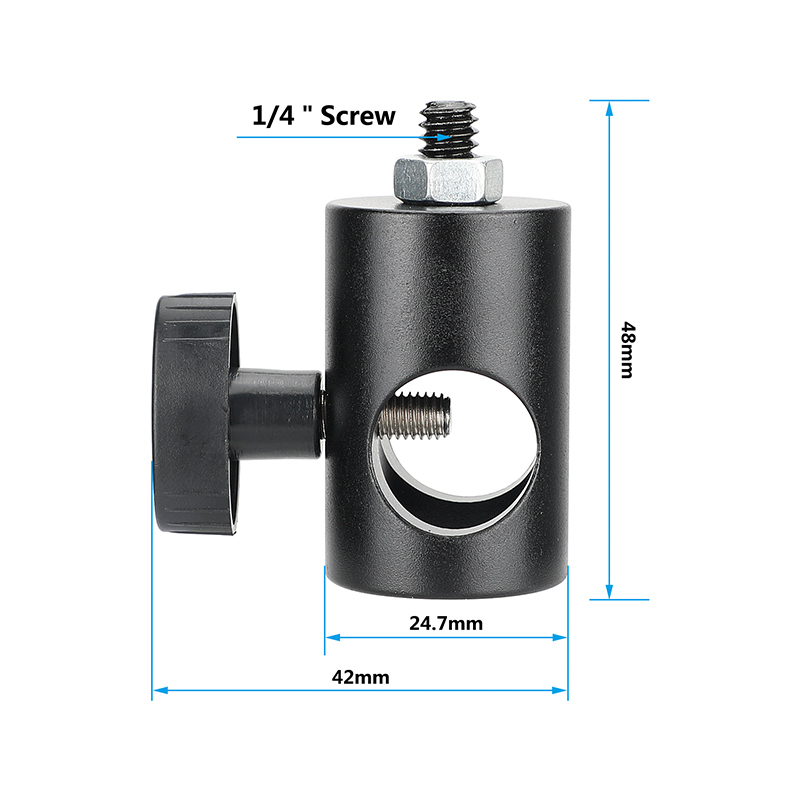 CAMVATE 16mm Light Stand Head Mount Rod Holder With 1/4"-20 Thread Screw Adapter (2 Pieces)