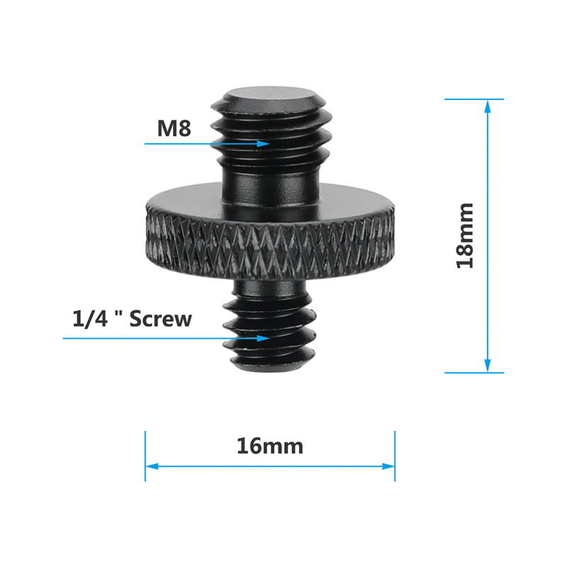 CAMVATE M8 Male to 1/4"-20 Male Double-end Thread Screw Convert Adapter Aluminum Alloy Made (2 Pieces)