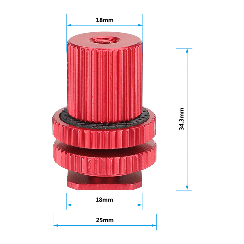 CAMVATE Camera Hot Shoe Mount To 1/4"-20 Female Thread Screw Adapter For DSLR Camera Rig (Red - Pack Of 2)