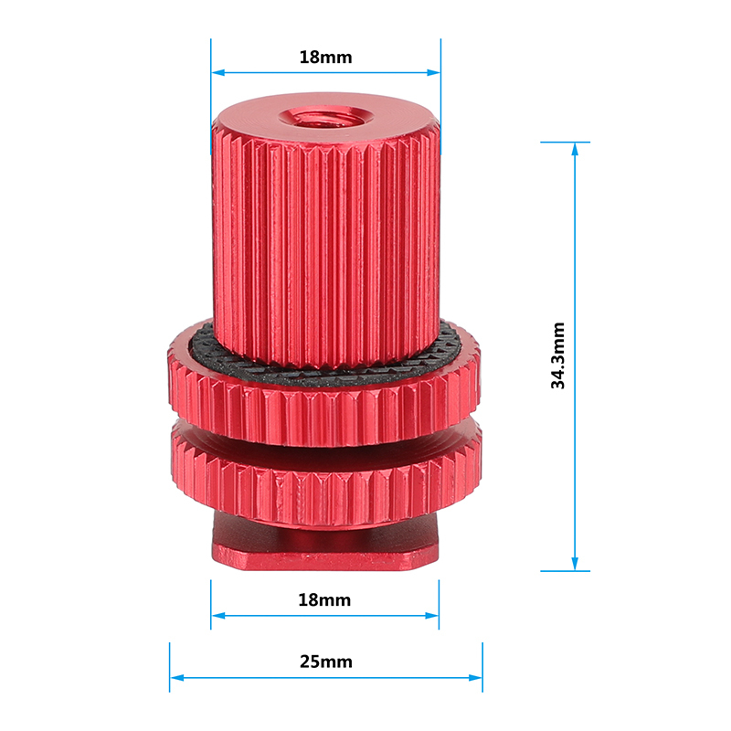 CAMVATE Camera Hot Shoe Mount To 1/4"-20 Female Thread Screw Adapter For DSLR Camera Rig (Red)