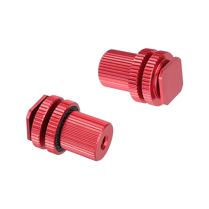 CAMVATE Camera Hot Shoe Mount To 1/4"-20 Female Thread Screw Adapter For DSLR Camera Rig (Red - Pack Of 2)