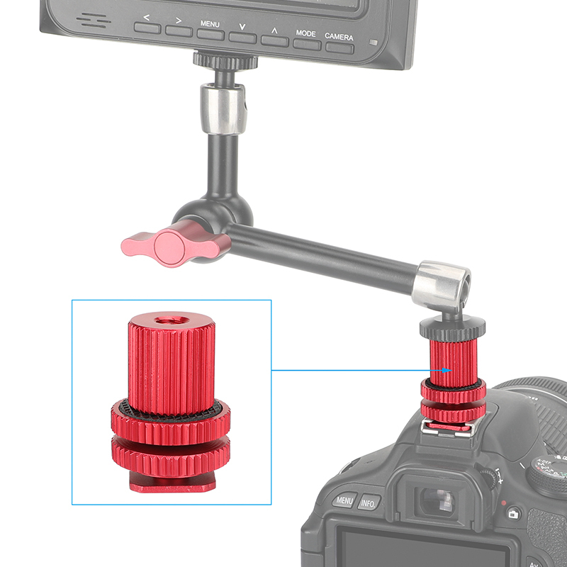 CAMVATE Camera Hot Shoe Mount To 1/4"-20 Female Thread Screw Adapter For DSLR Camera Rig (Red)