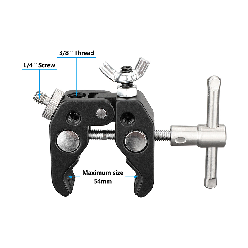 CAMVATE Universal Super Crab Clamp With 1/4"-20 Screw Adapter & 1/4"-20 Hand-tight Fastener Wing Butterfly Screw Nut