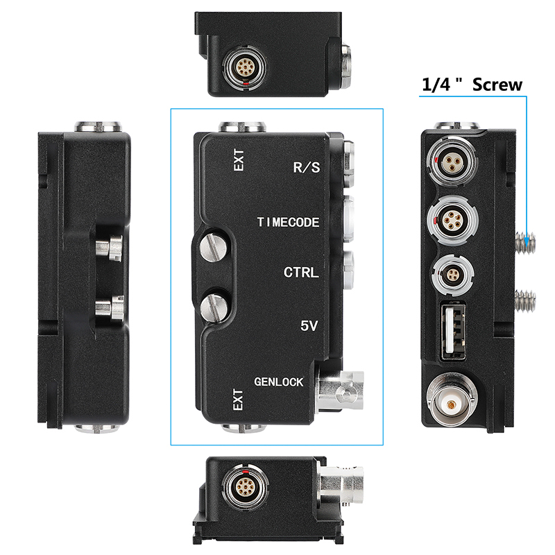 CAMVATE B-Box For RED KOMODO EXT9-pin Splitter-R/S (3pin) Time Code (0B 5pin) CTRL (00B 4pin) 5V (USB) Genlock (BNC)
