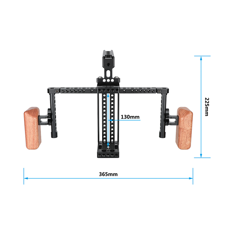 CAMVATE Adjustable 7" Monitor Cage Rig Bracket Support With Dual Wooden Handgrip & Aluminum Top Handle For ATOMOS Ninja Inferno