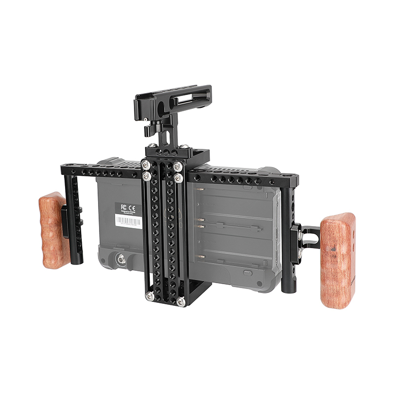 CAMVATE Adjustable 7" Monitor Cage Rig Bracket Support With Dual Wooden Handgrip & Aluminum Top Handle For ATOMOS Ninja Inferno
