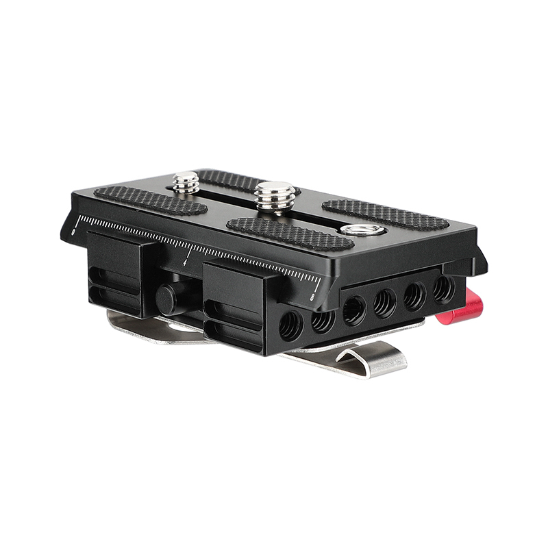 CAMVATE Standard Manfrotto Quick Release Clamp Base And Baseplate With 1/4" 3/8" Mounting Studs & Handy Belt Clip