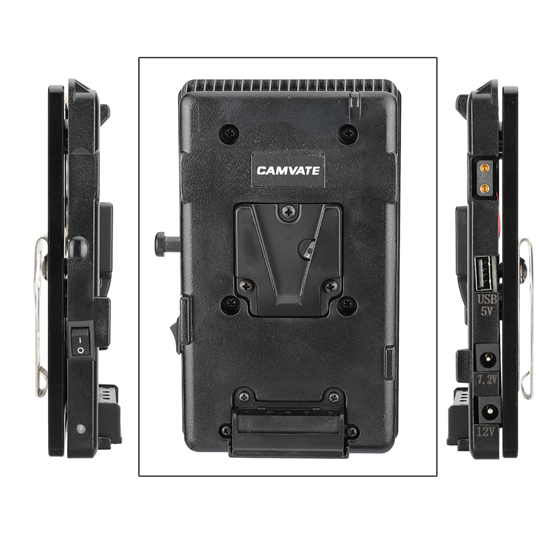 CAMVATE V Lock Mount Power Splitter Camera Battery Plate With Belt Clip