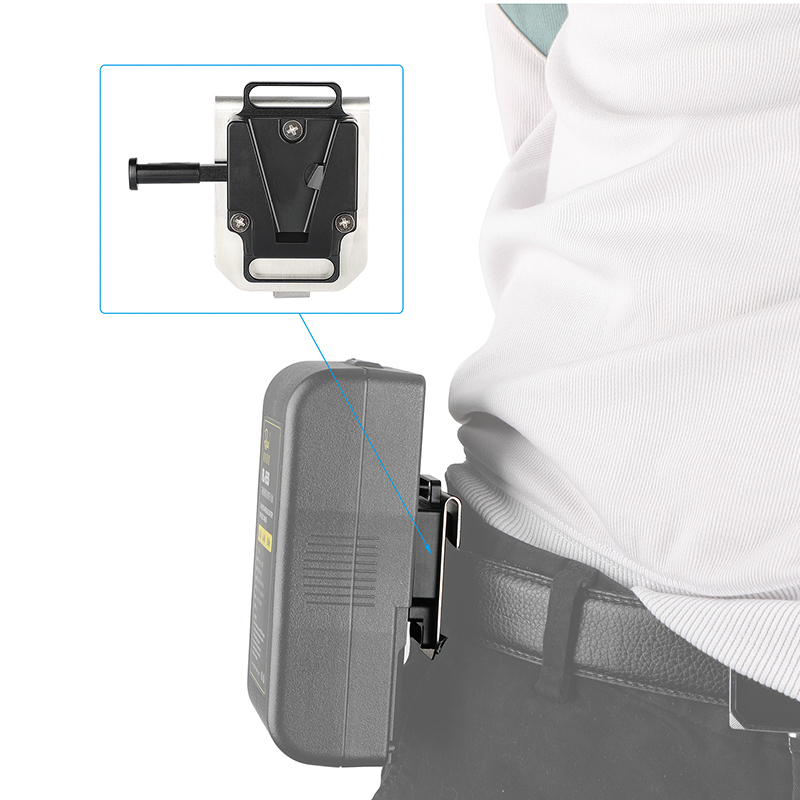 CAMVATE Mini V-Lock Quick Release Adapter With Belt Clip & 1/4"-20 Mounting Points For DSLR Camera Battery