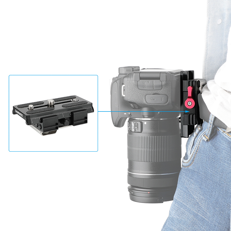 CAMVATE Standard Manfrotto Quick Release Clamp Base And Baseplate With 1/4" 3/8" Mounting Studs & Handy Belt Clip