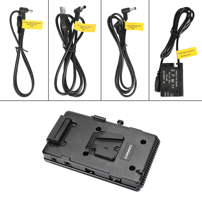 CAMVATE V Lock Mount Power Splitter Camera Battery Plate With Belt Clip