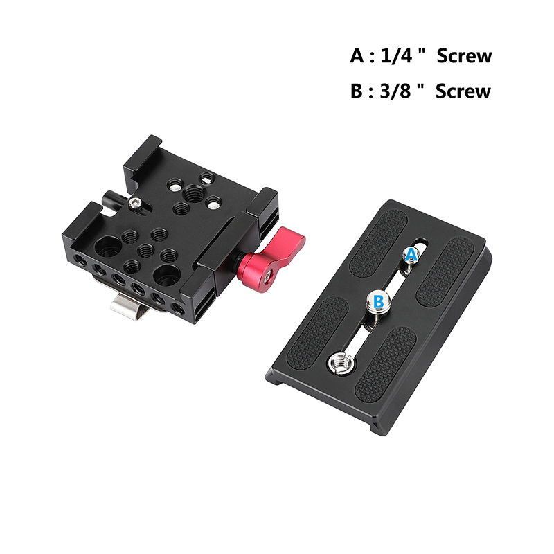 CAMVATE Standard Manfrotto Quick Release Clamp Base And Baseplate With 1/4" 3/8" Mounting Studs & Handy Belt Clip