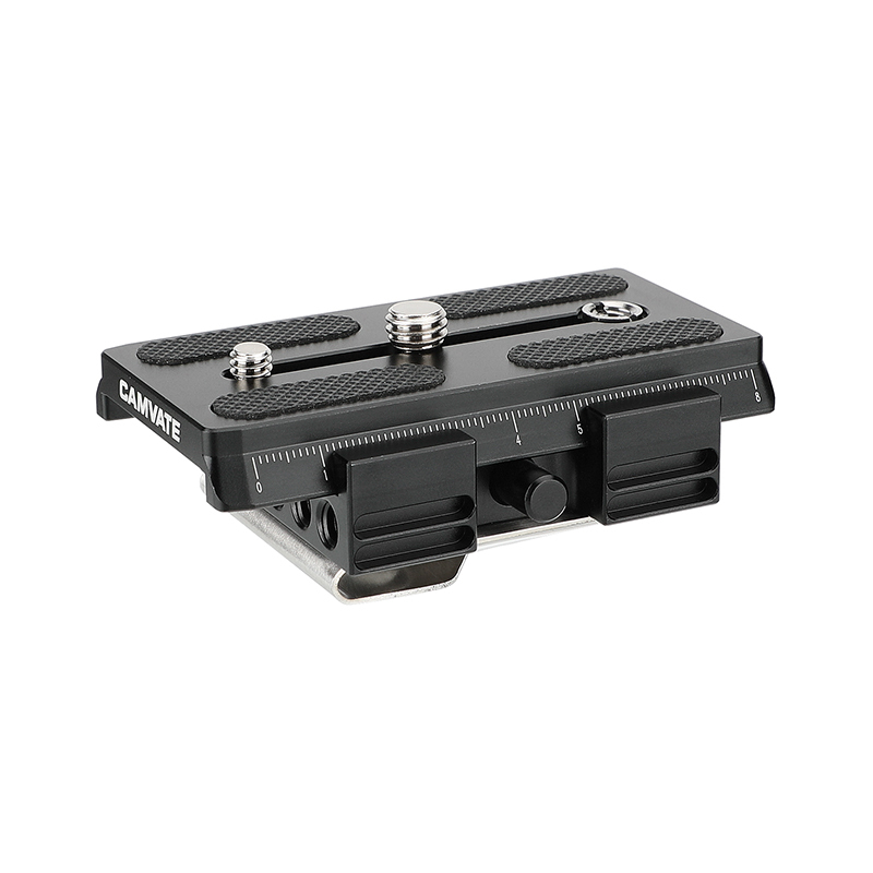 CAMVATE Standard Manfrotto Quick Release Clamp Base And Baseplate With 1/4" 3/8" Mounting Studs & Handy Belt Clip