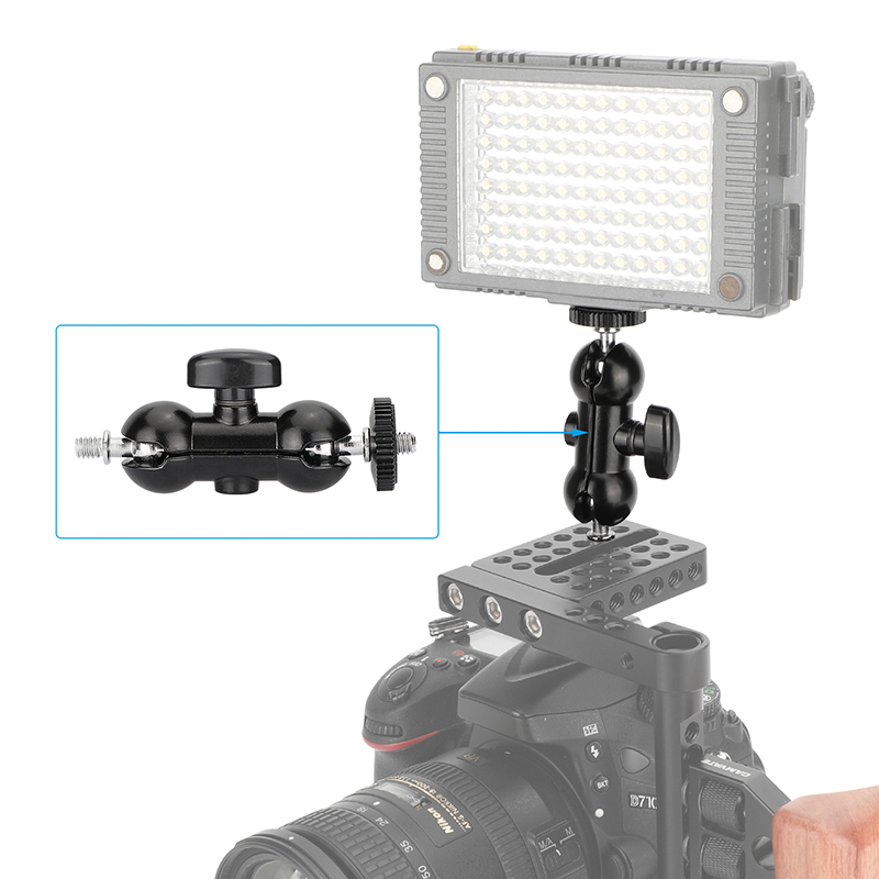 CAMVATE Mini Ball Head Holder Support 360°Swivel 90°Tilt With Extended 1/4"-20 Thread Screw For Camera Monitor / Flashlight