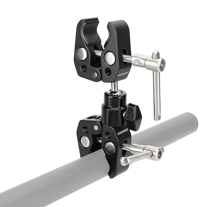 CAMVATE Double Super Crab Gripper Clamps With Adjustable 1/4"-20 Ball Head Holder Adapter For Photographic Devices (Universal Use)