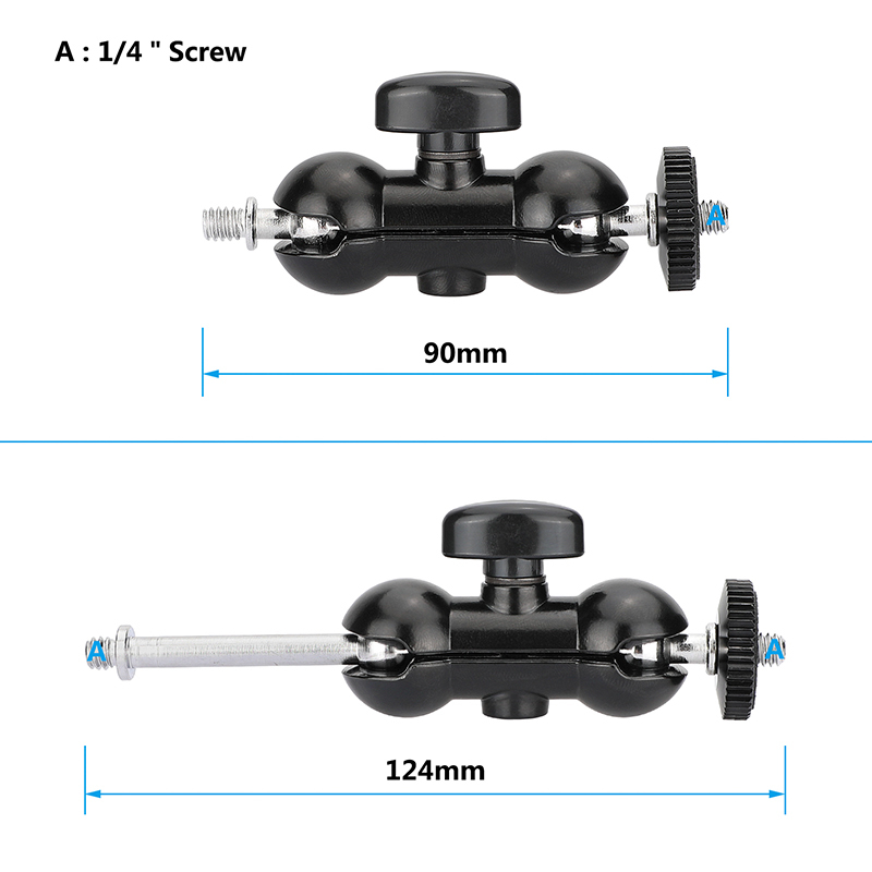 CAMVATE Mini Ball Head Holder Support 360°Swivel 90°Tilt With Extended 1/4"-20 Thread Screw For Camera Monitor / Flashlight