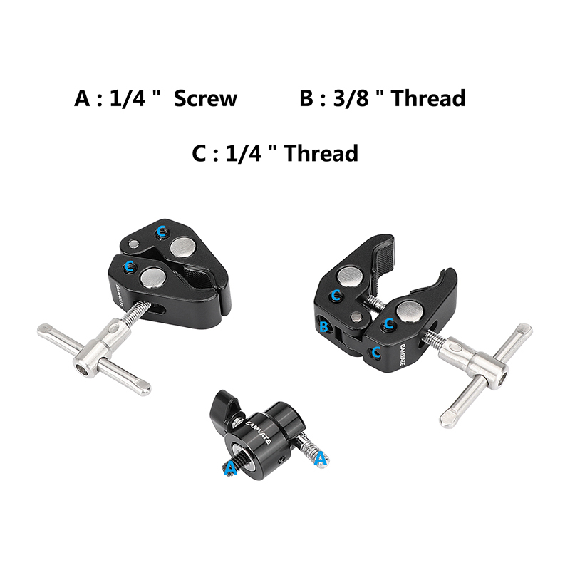 CAMVATE Double Super Crab Gripper Clamps With Adjustable 1/4"-20 Ball Head Holder Adapter For Photographic Devices (Universal Use)