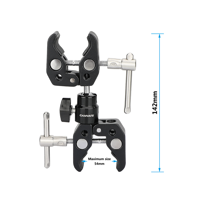 CAMVATE Double Super Crab Gripper Clamps With Adjustable 1/4"-20 Ball Head Holder Adapter For Photographic Devices (Universal Use)