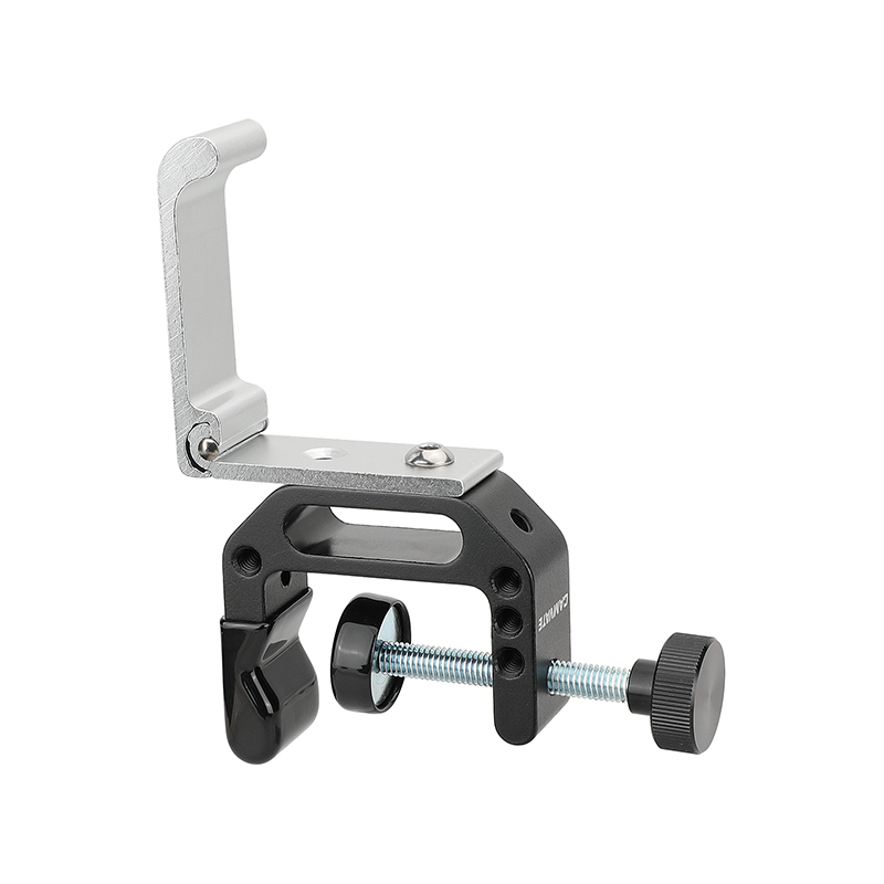 CAMVATE Foldable Wall Hanging Hook Heavy Duty (Silver) For Tool Storage + C Clamp With 1/4" & 3/8" Mounting Points