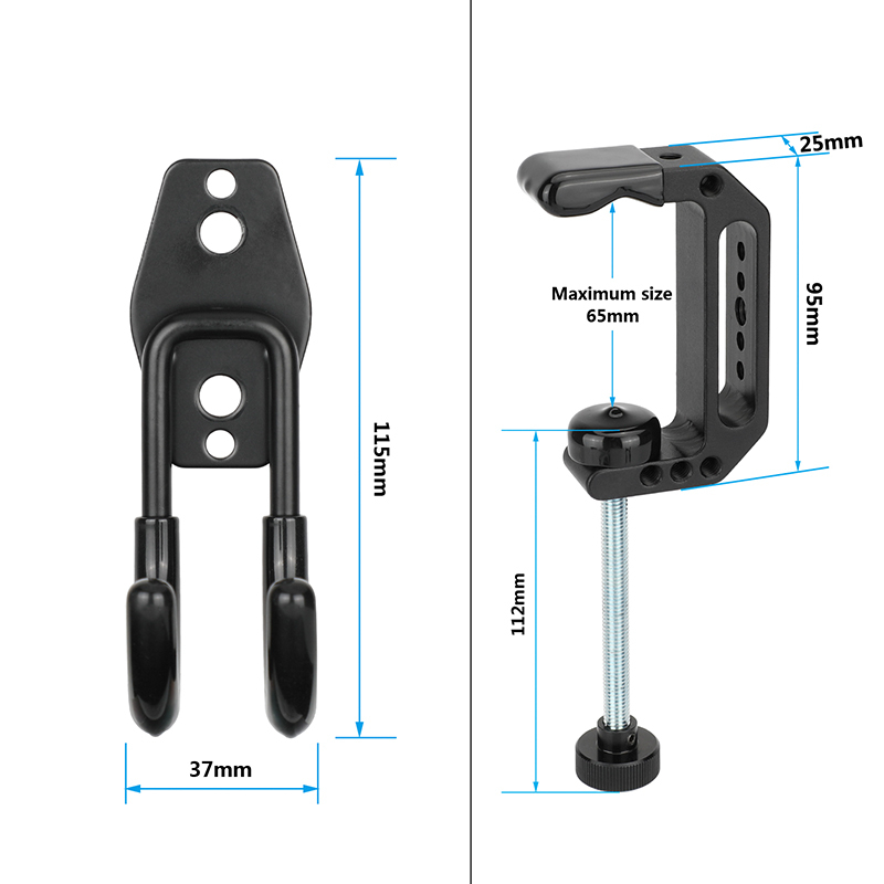 CAMVATE Heavy Duty Wall Hanging Hook For Tool Storage + Extended Super C Clamp With 1/4" & 3/8" Mounting Points