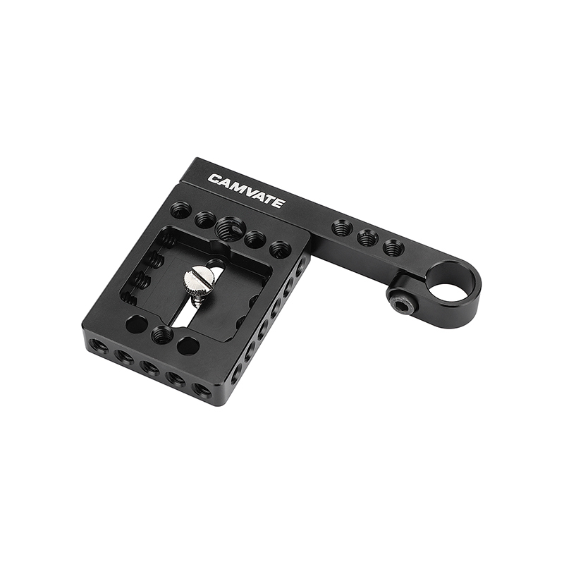 CAMVATE Universal Camera Baseplate With 1/4"-20 Thread Screw And 15mm Single Rod Holder Aluminum Cross Bar (106mm Long)