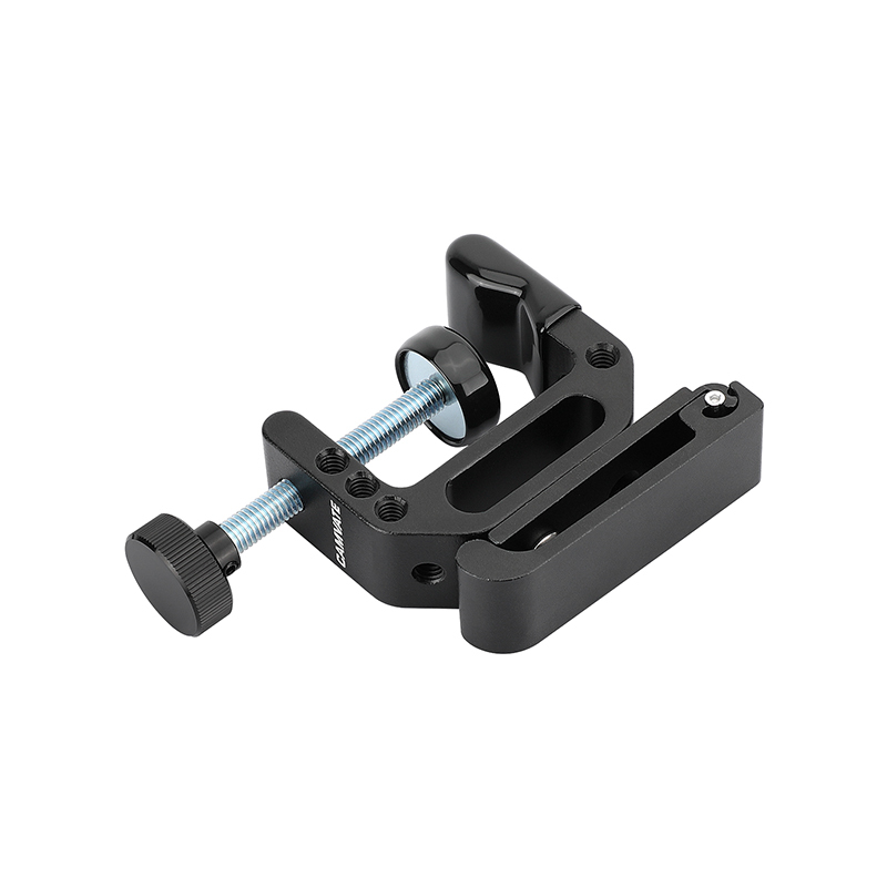 CAMVATE Foldable Wall Hanging Hook Heavy Duty (Black) For Tool Storage + C Clamp With 1/4" & 3/8" Mounting Points