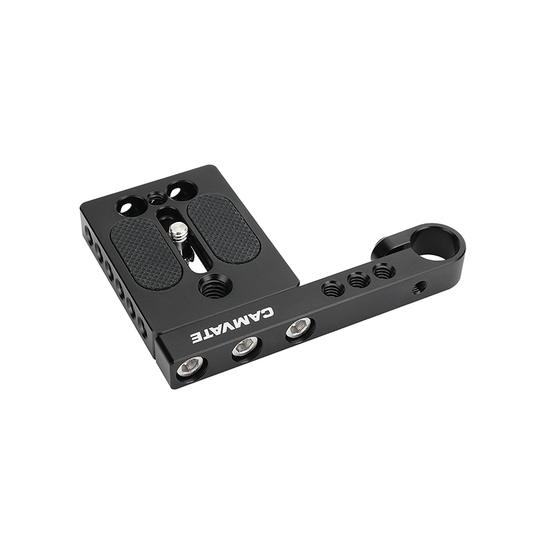 CAMVATE Universal Camera Baseplate With 1/4"-20 Thread Screw And 15mm Single Rod Holder Aluminum Cross Bar (106mm Long)