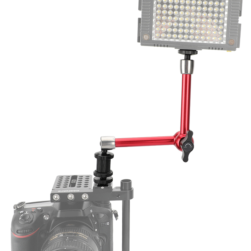 CAMVATE Universal 11" Articulating Magic Arm Stainless Steel Made With Shoe Mount (Red) For DSLR Camera Monitor / Flashlight