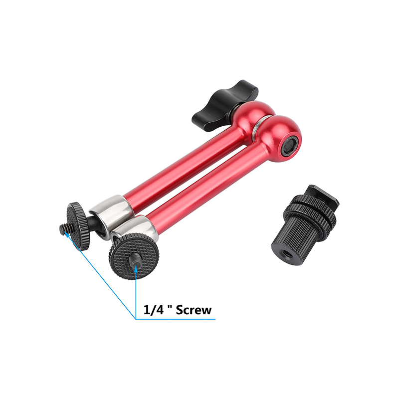CAMVATE Universal 11" Articulating Magic Arm Stainless Steel Made With Shoe Mount (Red) For DSLR Camera Monitor / Flashlight