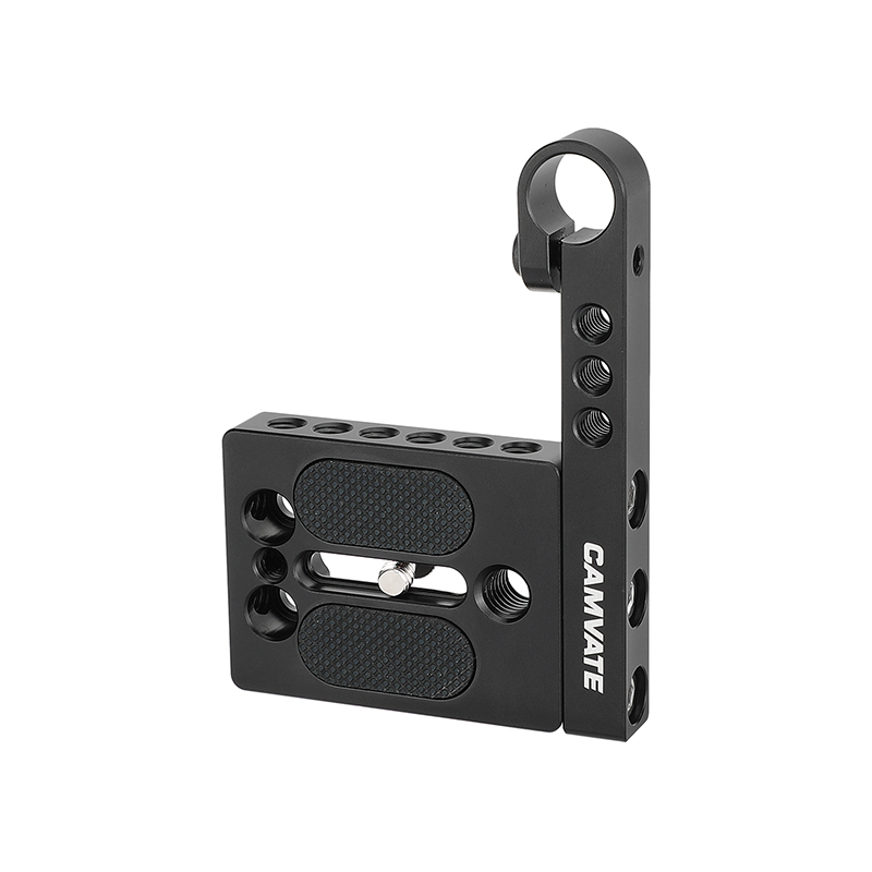 CAMVATE Universal Camera Baseplate With 1/4"-20 Thread Screw And 15mm Single Rod Holder Aluminum Cross Bar (106mm Long)