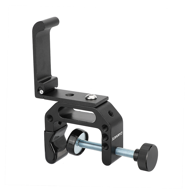 CAMVATE Foldable Wall Hanging Hook Heavy Duty (Black) For Tool Storage + C Clamp With 1/4" & 3/8" Mounting Points