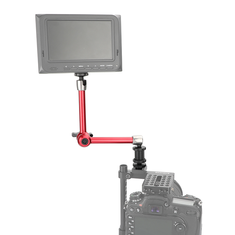 CAMVATE Universal 11" Articulating Magic Arm Stainless Steel Made With Shoe Mount (Red) For DSLR Camera Monitor / Flashlight