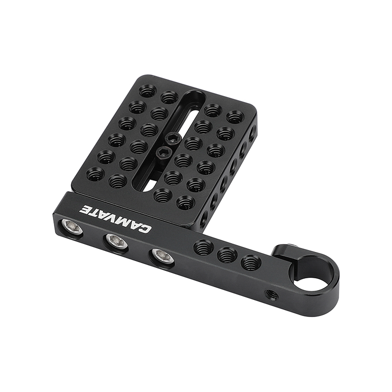 CAMVATE Universal Camera Top Plate With Sliding Shoe Adapter + 15mm Single Rod Holder Aluminum Cross Bar (106mm Long)